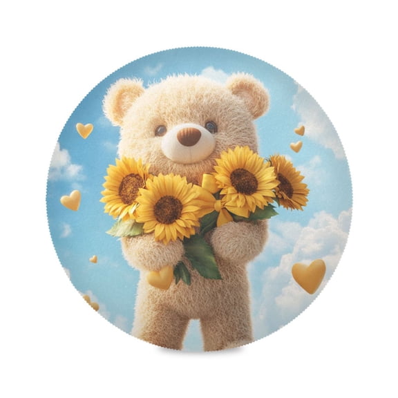 15.4inch Round Placemats, DIY Printing Design, Suitable for Kitchen, Table Party Decoration Bear