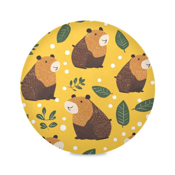 15.4inch Round Placemats, DIY Printing Design, Suitable for Kitchen, Table Party Decoration Capybaras