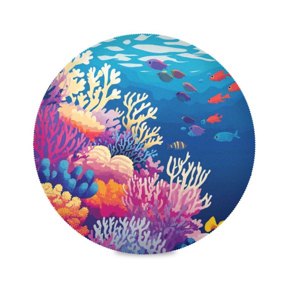 15.4inch Round Placemats, DIY Printing Design, Suitable for Kitchen, Table Party Decoration Corals