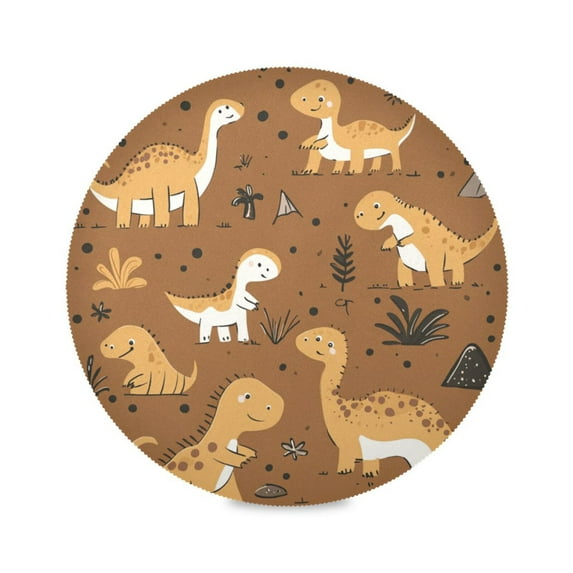 15.4inch Round Placemats, DIY Printing Design, Suitable for Kitchen, Table Party Decoration Cute Cartoon Dinosaurs