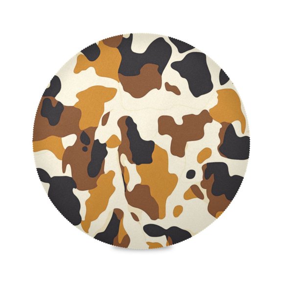 15.4inch Round Placemats, DIY Printing Design, Suitable for Kitchen, Table Party Decoration Digital Illustration Of Cow