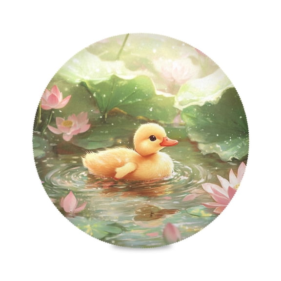 15.4inch Round Placemats, DIY Printing Design, Suitable for Kitchen, Table Party Decoration Duck