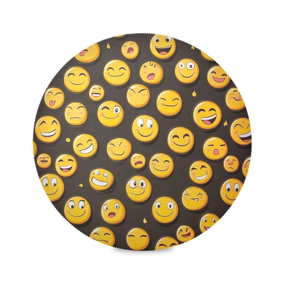 15.4inch Round Placemats, DIY Printing Design, Suitable for Kitchen, Table Party Decoration Emoji