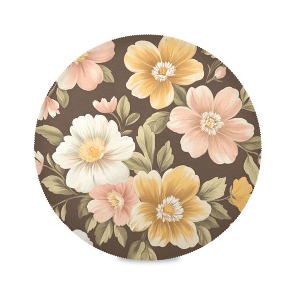 15.4inch Round Placemats, DIY Printing Design, Suitable for Kitchen, Table Party Decoration Ffloral