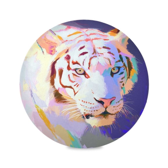 15.4inch Round Placemats, DIY Printing Design, Suitable for Kitchen, Table Party Decoration Glowing Wolf