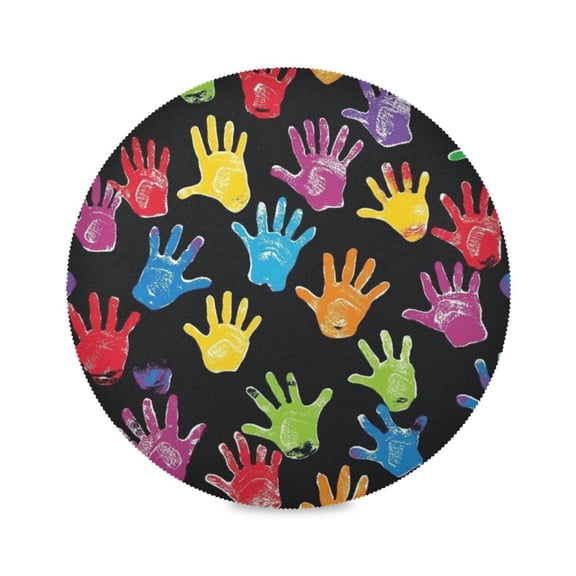 15.4inch Round Placemats, DIY Printing Design, Suitable for Kitchen, Table Party Decoration Handprints