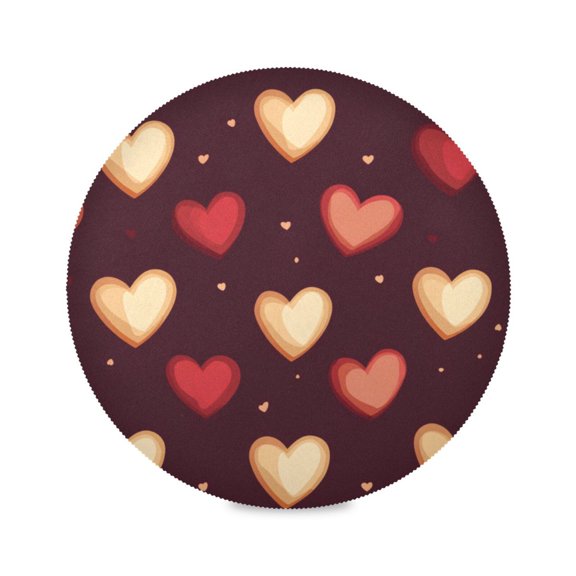 15.4inch Round Placemats, DIY Printing Design, Suitable for Kitchen, Table Party Decoration Heart