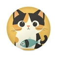 thumbnail image 1 of 15.4inch Round Placemats, DIY Printing Design, Suitable for Kitchen, Table Party Decoration Kittens Eat Fish, 1 of 7