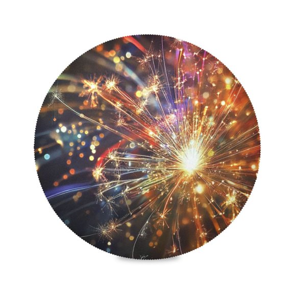 15.4inch Round Placemats, DIY Printing Design, Suitable for Kitchen, Table Party Decoration Many Colorful and Dazzling Lights