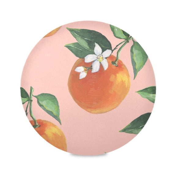 15.4inch Round Placemats, DIY Printing Design, Suitable for Kitchen, Table Party Decoration Orange