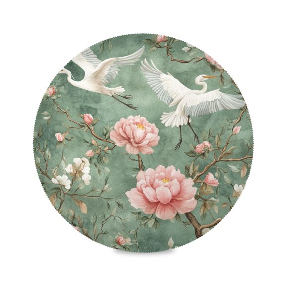 15.4inch Round Placemats, DIY Printing Design, Suitable for Kitchen, Table Party Decoration Pink Floral