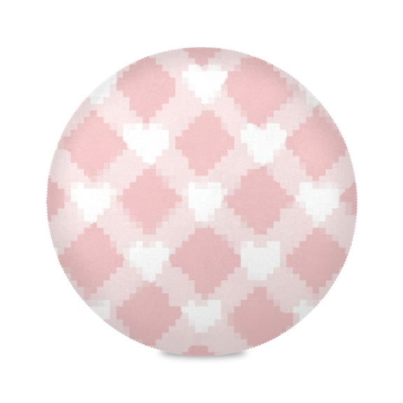 15.4inch Round Placemats, DIY Printing Design, Suitable for Kitchen, Table Party Decoration Pink Gingham Pattern