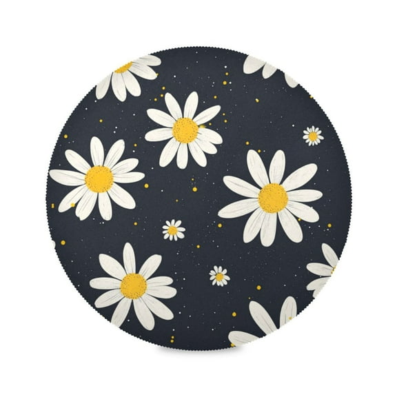 15.4inch Round Placemats, DIY Printing Design, Suitable for Kitchen, Table Party Decoration Small Daisies