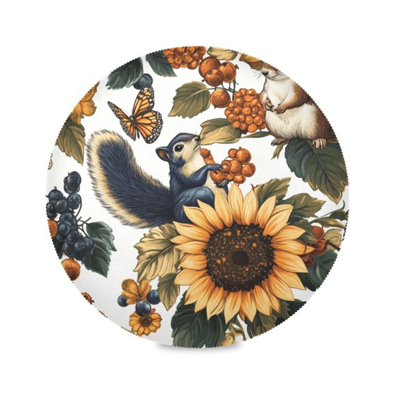 15.4inch Round Placemats, DIY Printing Design, Suitable for Kitchen, Table Party Decoration Sunflower