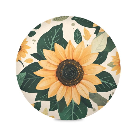 15.4inch Round Placemats, DIY Printing Design, Suitable for Kitchen, Table Party Decoration Sunflower