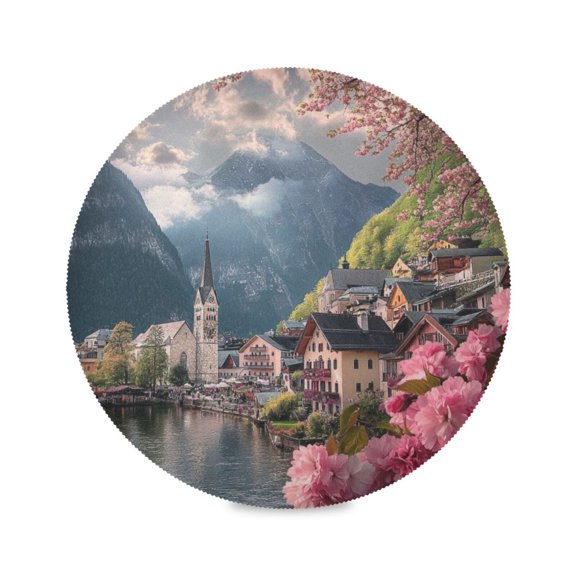 15.4inch Round Placemats, DIY Printing Design, Suitable for Kitchen, Table Party Decoration The Atmosphere Of Daily Life