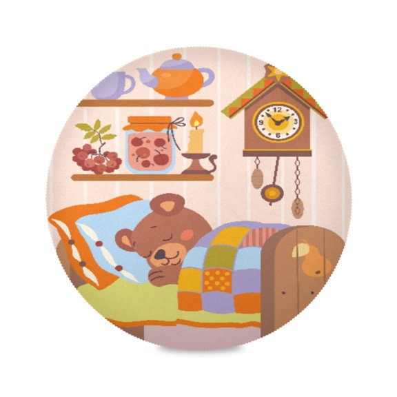 15.4inch Round Placemats, DIY Printing Design, Suitable for Kitchen, Table Party Decoration The Sleeping Little Bear