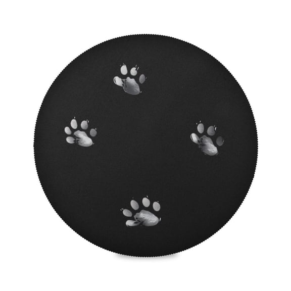 15.4inch Round Placemats, DIY Printing Design, Suitable for Kitchen, Table Party Decoration White Paw