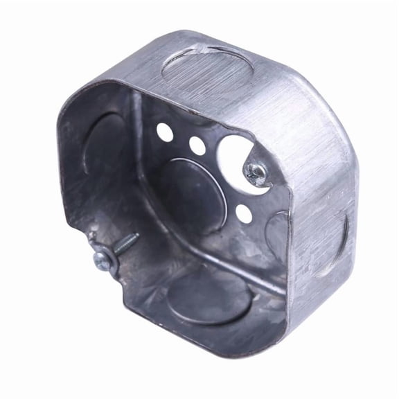 15.5 Cubic Inch Octagonal Junction Box 1 1/2 Inch Depth Galvanized Steel Construction Including Knockout for Easy Use
