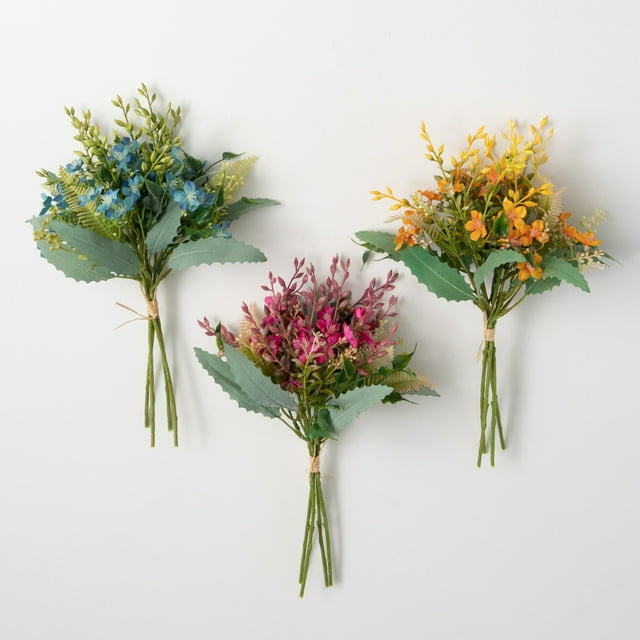 15.5"H Sullivans Spring Bright Flowering Bushes Set of 3, Multicolor
