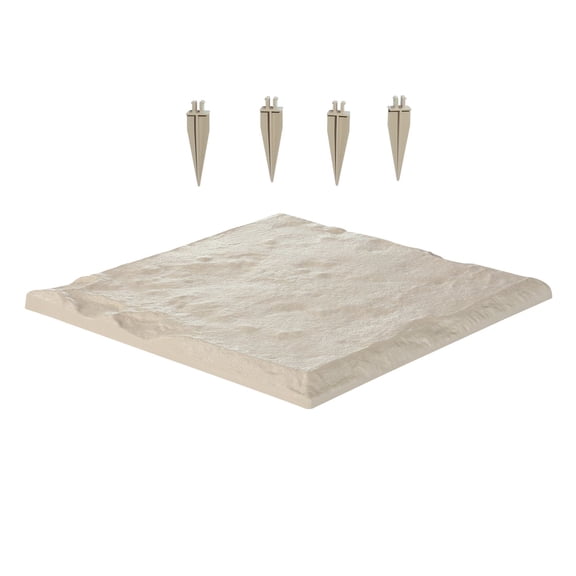15.5-Inch Garden Stepping Stones, 4-Pack Decorative Pathway Pavers with Stakes, Weather-Resistant Plastic Outdoor Walkway for Lawn, Patio, Landscape, Beige