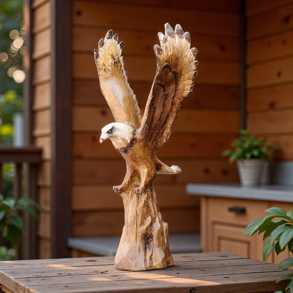 15.5-Inch Lifelike Resin Eagle Statue | Majestic and Stunning Outdoor Accent for Garden Display, Classic Style, Suitable for Various Room Types