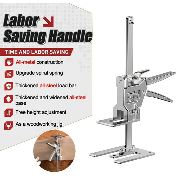15.5 Inch Stainless Steel Arm Jack Lifter, 440LBS Load Capacity, Multi-Function Cabinet Floor Window Tool with Portable Bag