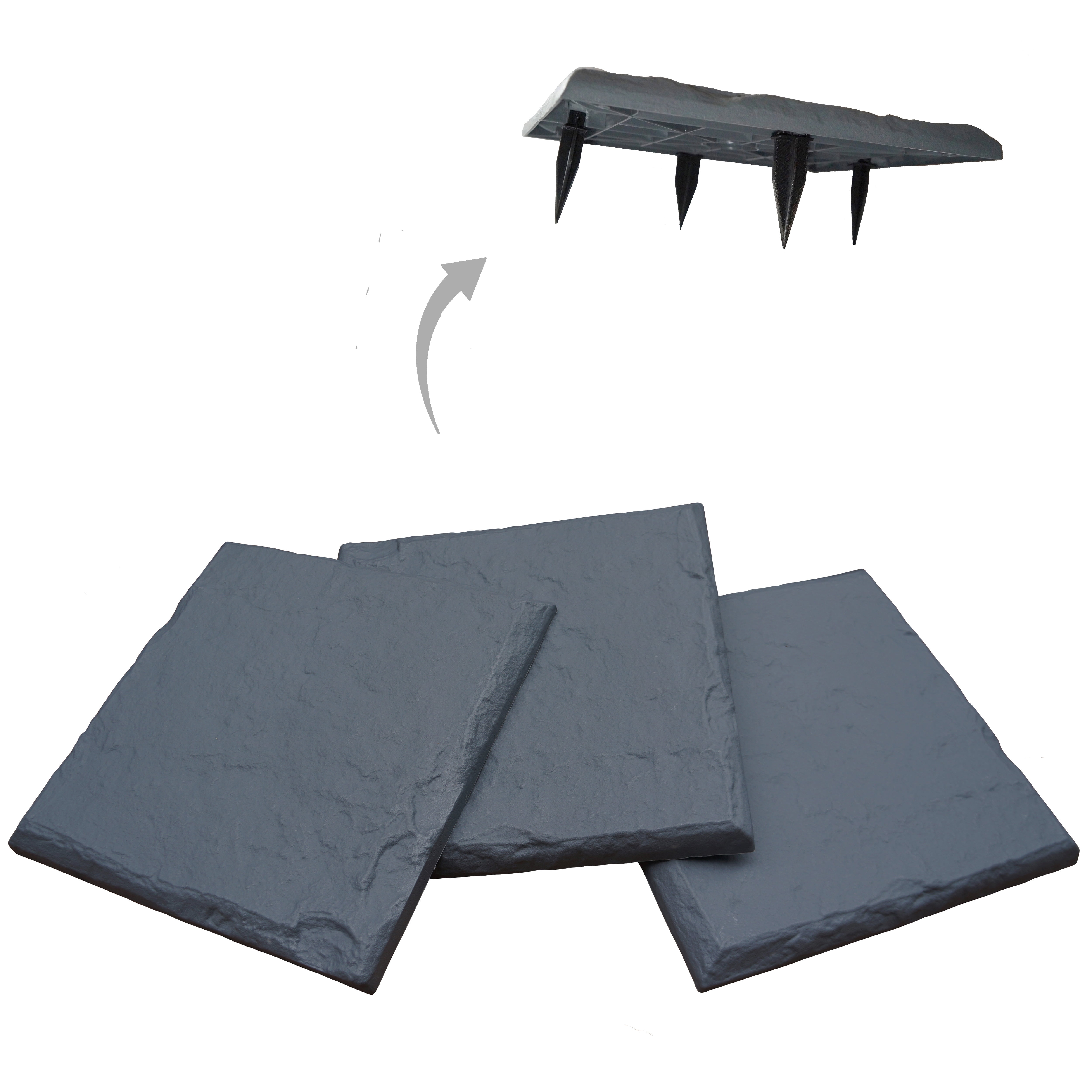 15.5" Slate Gray Square Polyresin Stepping Stones with Stakes