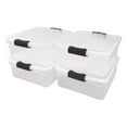 thumbnail image 1 of Open Box 15.5 Qt Plastic Stackable Home Container w/Lid, Gray Latch (4 Pack), 1 of 12