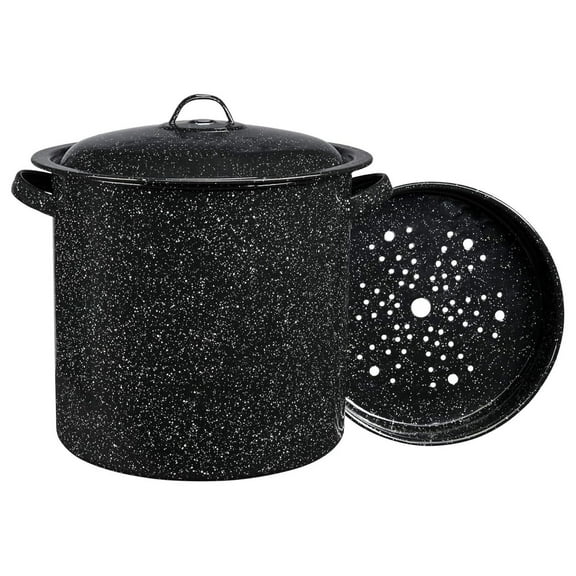 15.5 Qt Steamer, with Lid and Insert. Enameled steel perfect for seafood, soups or sauces.
