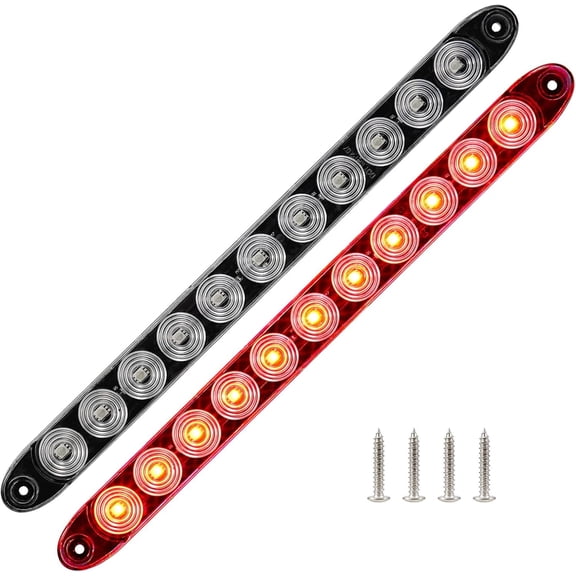 15.5" Red Trailer Light Bar Clear Lens Stop Turn Tail Lights Red Park Third 3rd Light Trailer Marker Light Bar IP67 , of 2