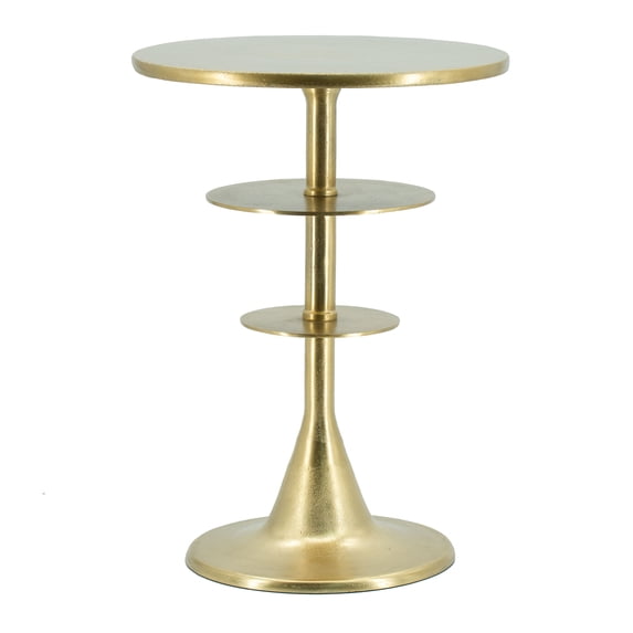 15.5" Round Accent Table - Antique Brass