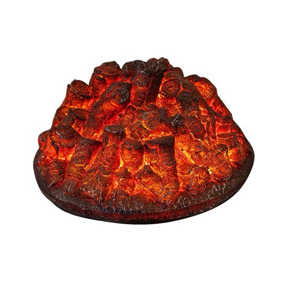 15.5" Round Electric Fireplace Insert, Realistic Resin Logs with LED Ember Bed