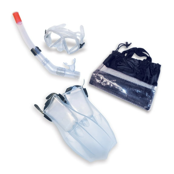 4pc Clear and Black Child Swimming Pool Snorkeling Set - Medium