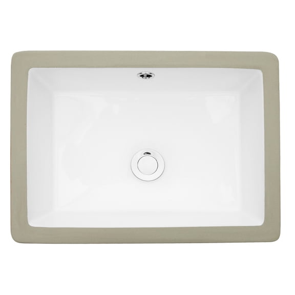 15.5" Width White Rectangular Bathroom Undermount Sink | European Inspired Design for Home | High - Quality Stain - Resistant Ceramic | Overflow Feature for Practicality