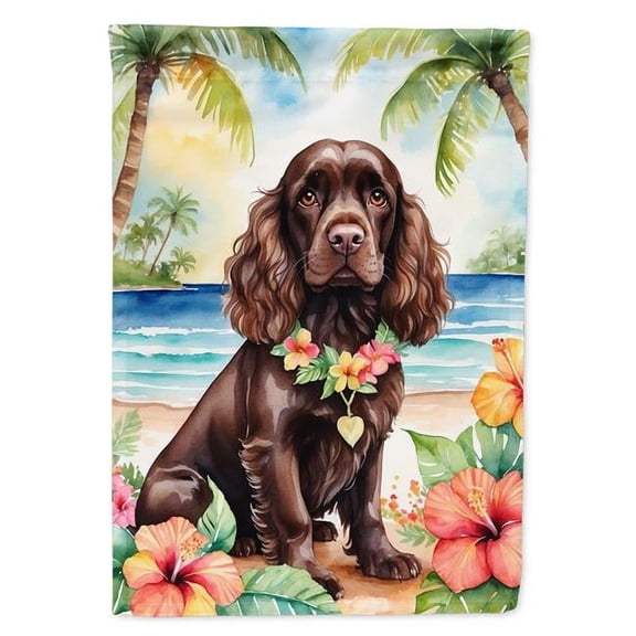 15.5 x 11.25 in. Cocker Spaniel Luau Garden Flag
