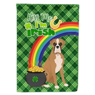 15.5 x 11.25 in. Natural Eared Fawn Boxer Saint Patricks Day Flag - Garden Size