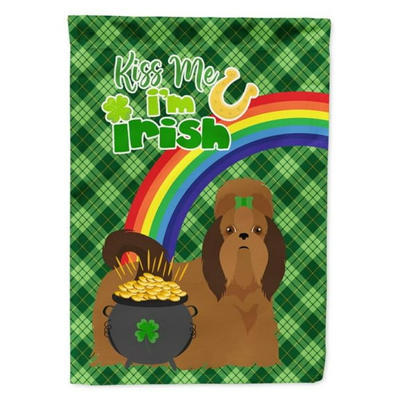 15.5 x 11.25 in. Red Shih Tzu Saint Patricks Day Flag - Garden Size