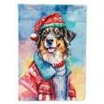 thumbnail image 1 of 15.5 x 11.25 in. Unisex Australian Shepherd Christmas Polyester Fabric Garden Flag, 1 of 1