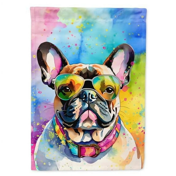 15.5 x 11.25 in. Unisex French Bulldog Hippie Dawg Garden Flag