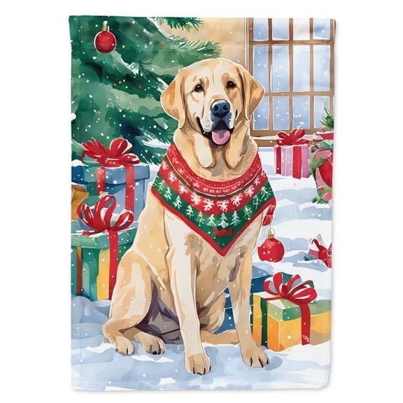 15.5 x 11.25 in. Unisex Yellow Labrador Retriever Christmas Polyester Fabric Garden Flag