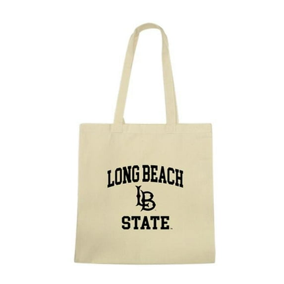 15.5 x 14.5 x 7 in. California State University, Long Beach Institutional Seal Tote Bags, Natural