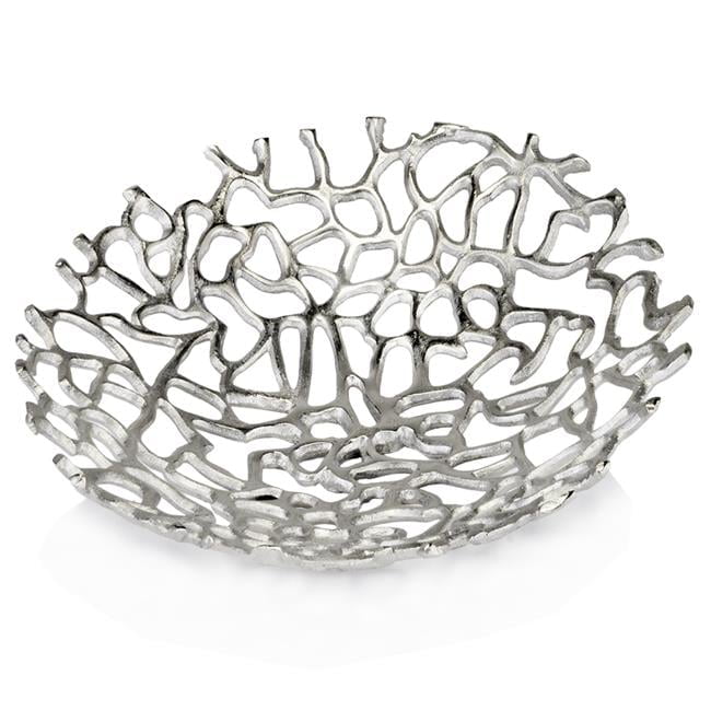 15.5 x 15.5 x 3 in. Raw Silver Coralino Large Coral Plate