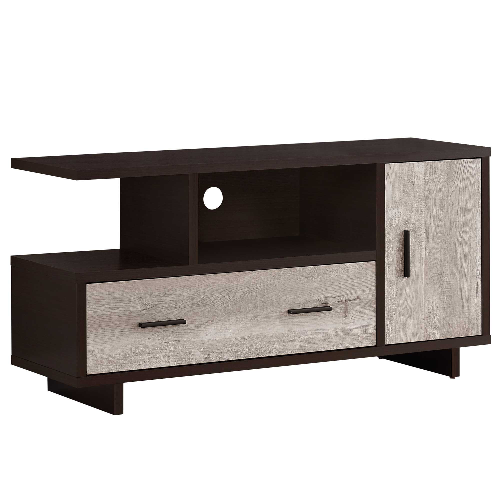 47.25" Brown and Taupe Reclaimed Wood TV Stand with Cabinet