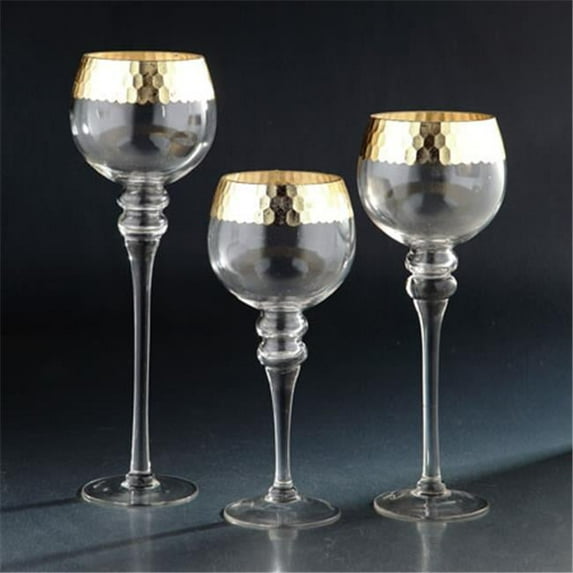 15.5 x 5 in. Hurricane Glass Candle Holder, Gold