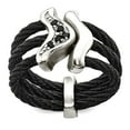 thumbnail image 1 of 15.50mm Black Titanium With 925 Sterling Silver Polished Black Spinel Cable Flexible Ring Size 7 Ring for Women, 1 of 2