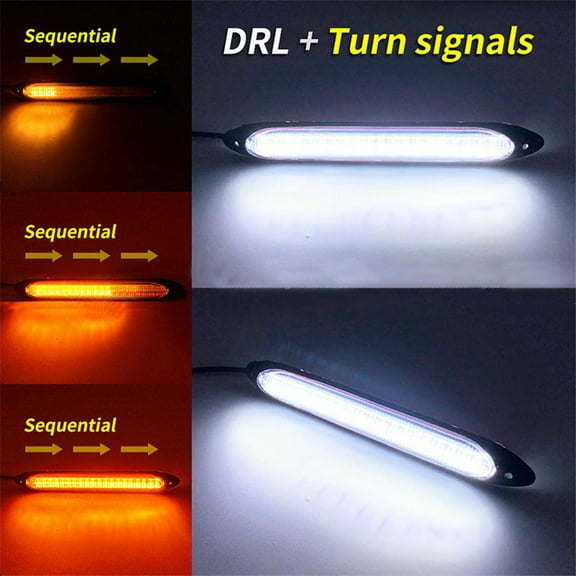 15.5cm Car DRL LED Angel Eye Sequence Flow Turn Signal Bar White/Amber DC 12V