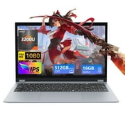 15.6 2 in 1 Laptop, Windows 11 Notebook PC AMD R3-3200U CPU, 16GB RAM 512GB SSD, Laptop with Backlit Keyboard+Fingerprint Unlock, 360  Rotating Touch Screen