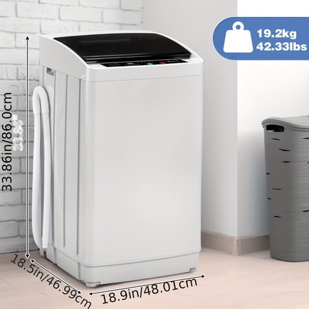 15.6-30Lbs 110V Full-Auto Portable Washer - Spin Dry, Drain Pump, 10 Programs for Apartment/RV/Dorm