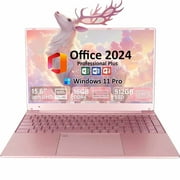15.6" Business Laptop Computer Office 2024 Student Laptop Computer Windows 11 Pro 16GB RAM 512GB SSD 2.9 GHz Intel Celeron N5095 Backlit Keyboard WiFi 5 BT 5.0 conference camera
